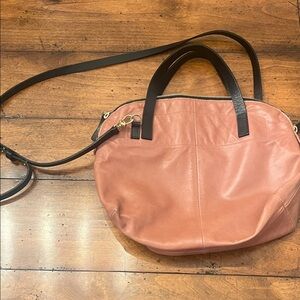 Linde Gallery St. Barth Deep Coral Handbag withBlack Leather Straps / Like new